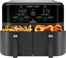 Chefman Dual Basket Air Fryer with Digital Touchscreen, Two Independent 3 Qt Baskets, Sync Finish - Black
