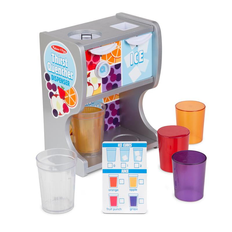 Melissa & Doug Wooden Drink Dispenser Set – Ideal for Imaginative Play with Cups, Juice Inserts, and Ice Cubes