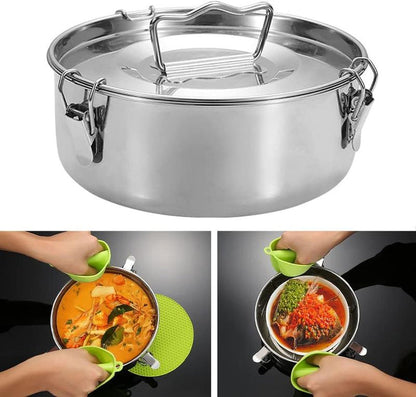 304 Stainless Steel Flan Mold with Lid and Handle - 1.5QT Capacity Round Cake Baking Pan for Flan, Chocolate Cake, Cupcakes, and Pudding