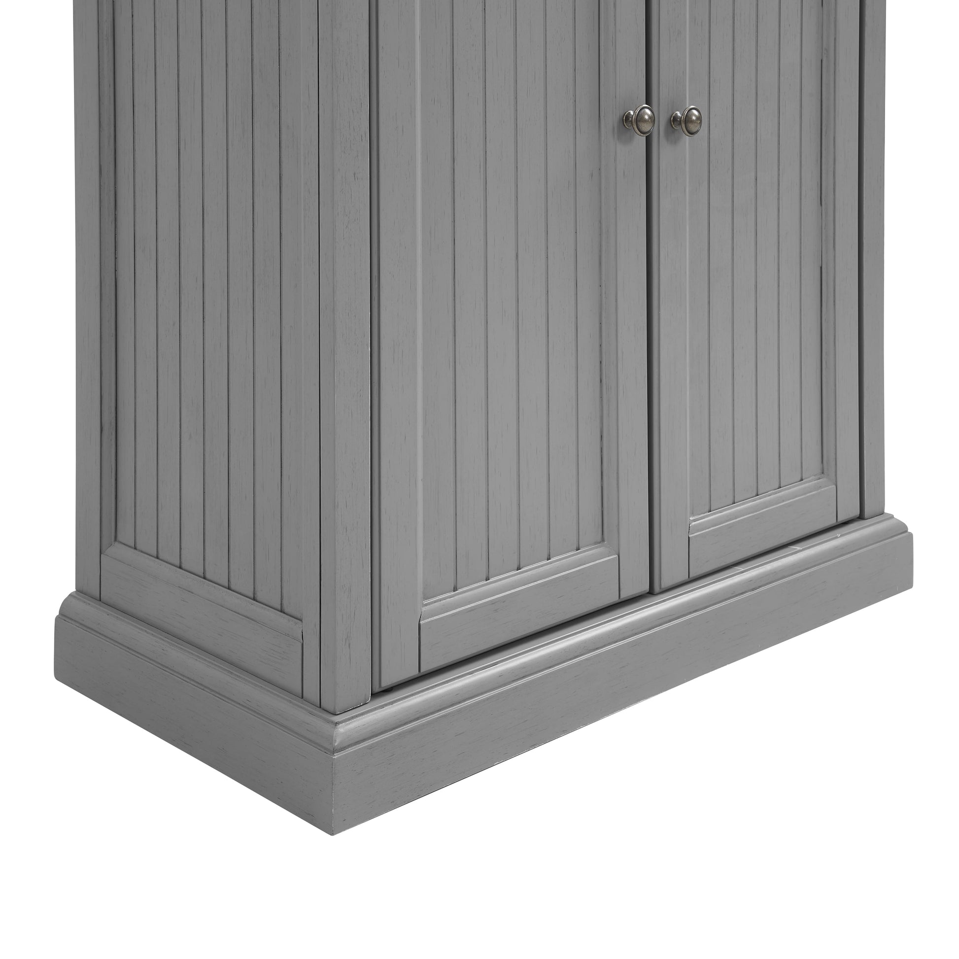 Crosley Furniture Seaside Coastal Pantry with Distressed Gray and Gold Finish