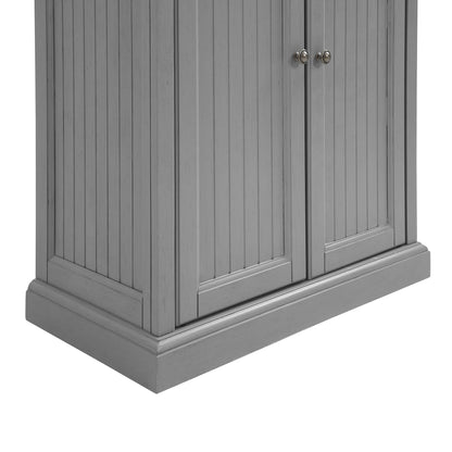 Crosley Furniture Seaside Coastal Pantry with Distressed Gray and Gold Finish