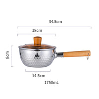 style: With cover, Size: 18cm - Japanese Style Snow Pan With Wooden Handle