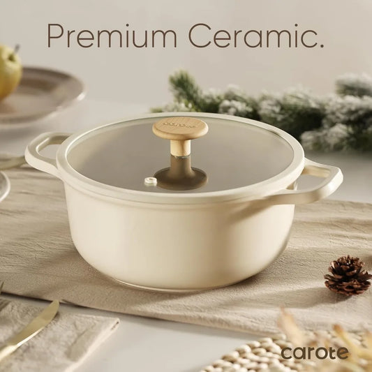 2025 NEW CAROTE Ceramic Pots and Pans Set, 14pcs Cookware Set, Non-toxic Healthy Non Stick Cooking Set, with Frying Pans Set
