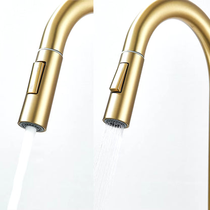 Brushed Gold Kitchen Faucet Pull Out Kitchen Sink Water Tap Single Handle Mixer Tap 360 Rotation Kitchen Shower Faucet