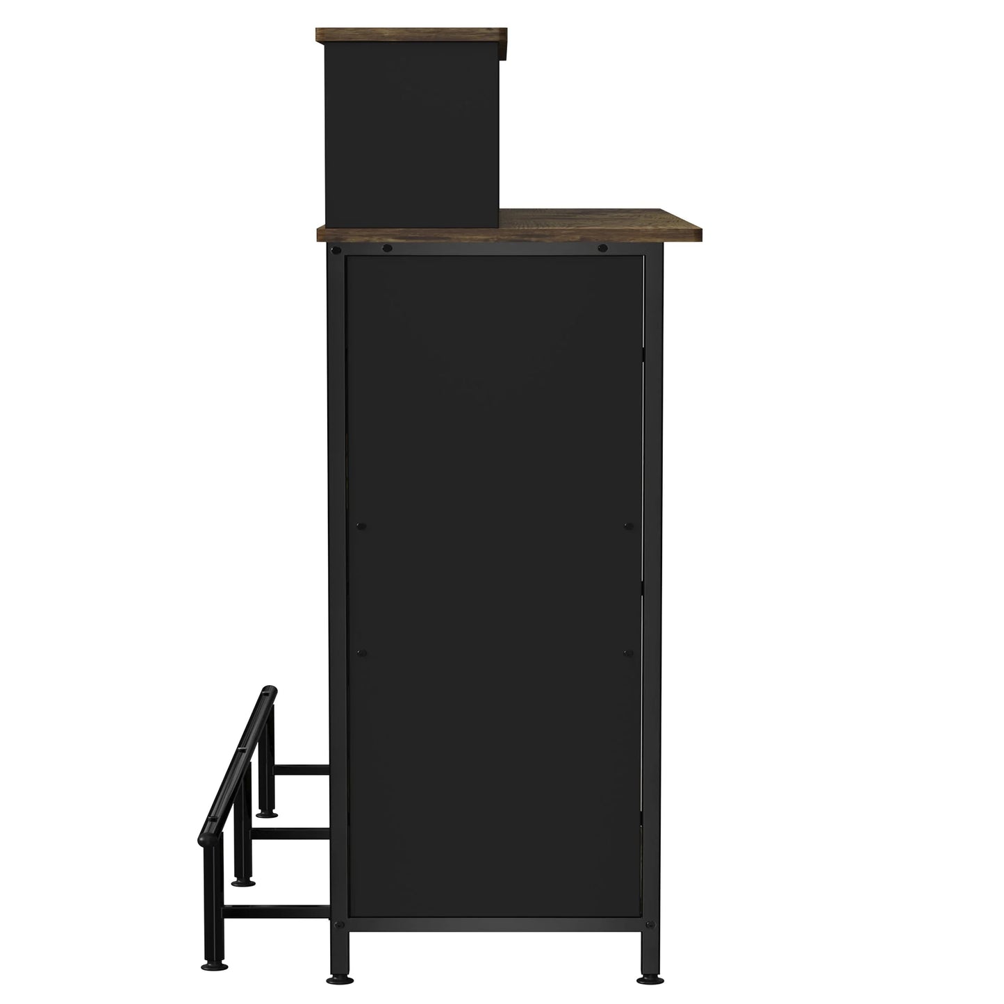 Stylish GDLF Mini Home Bar Cabinet with Storage & Footrest in Wood Gray