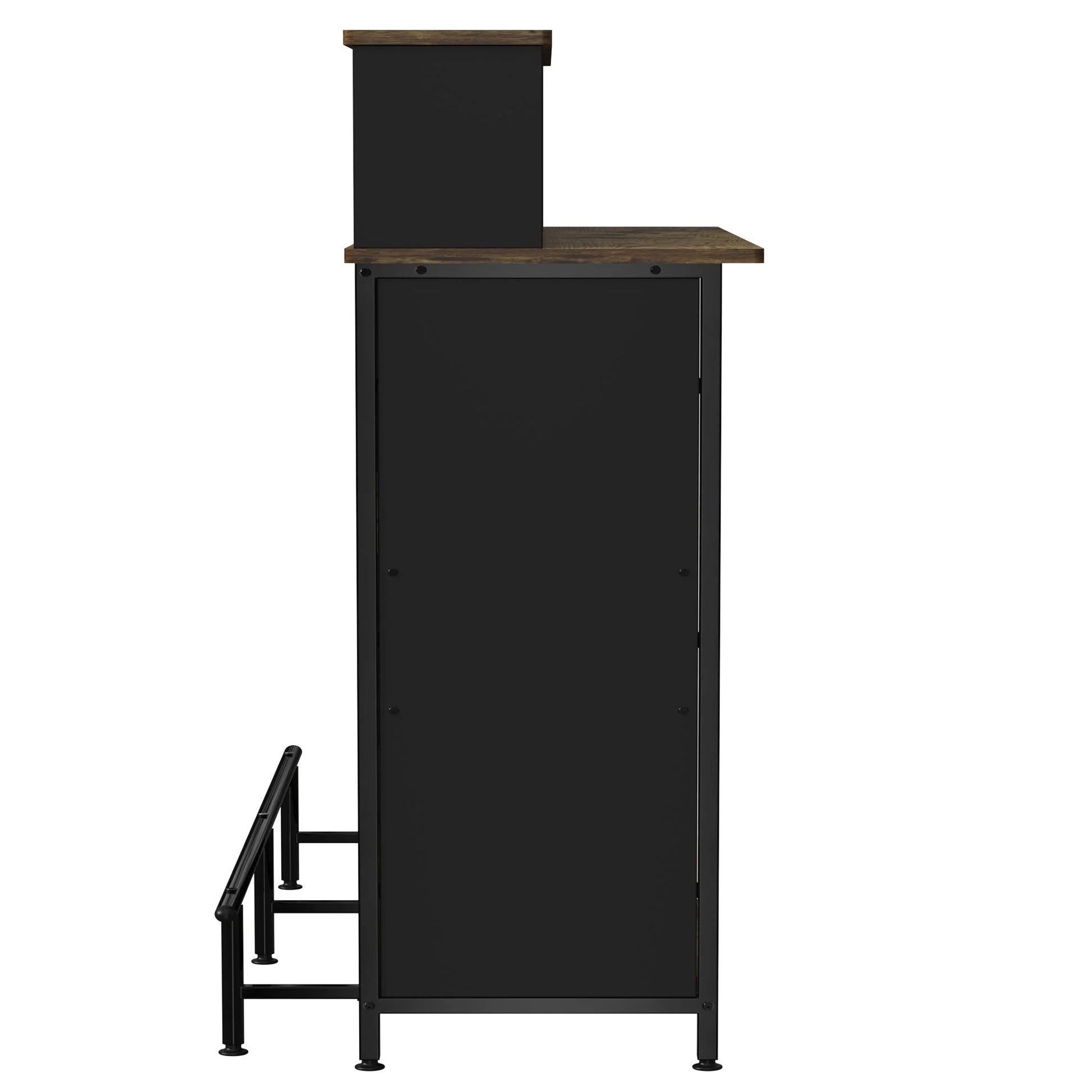 Stylish GDLF Mini Home Bar Cabinet with Storage & Footrest in Wood Gray