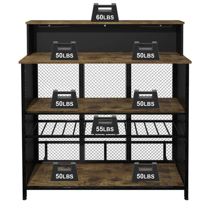 Stylish GDLF Mini Home Bar Cabinet with Storage & Footrest in Wood Gray