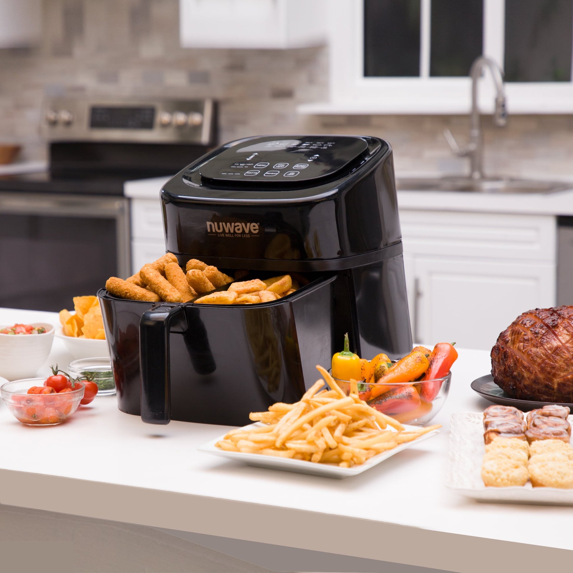 Nuwave Brio 6-Quart Digital Air Fryer with One-Touch Digital Controls, Automatic Shutoff, Stainless Steel, Cooking