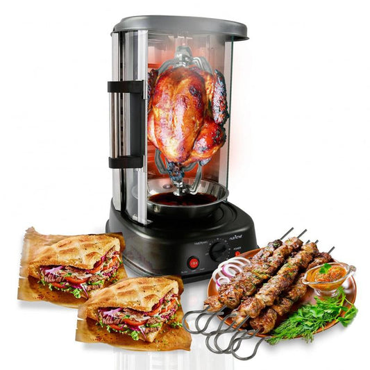 Nutrichef PKRTVG34 Professional Kitchen Countertop Rotisserie Toaster Oven with Rack