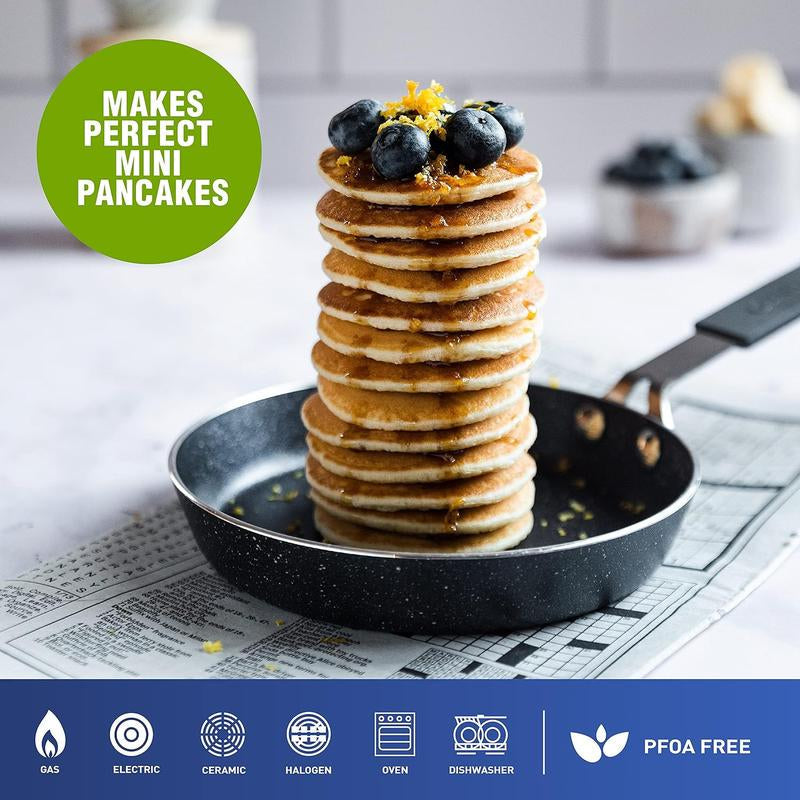 Blue Mini Nonstick Egg and Omelet Pan - 5.5” Single Serve Frying Pan with Diamond Infusion, Ideal for Eggs and Pancakes, Non-Toxic and Dishwasher Safe