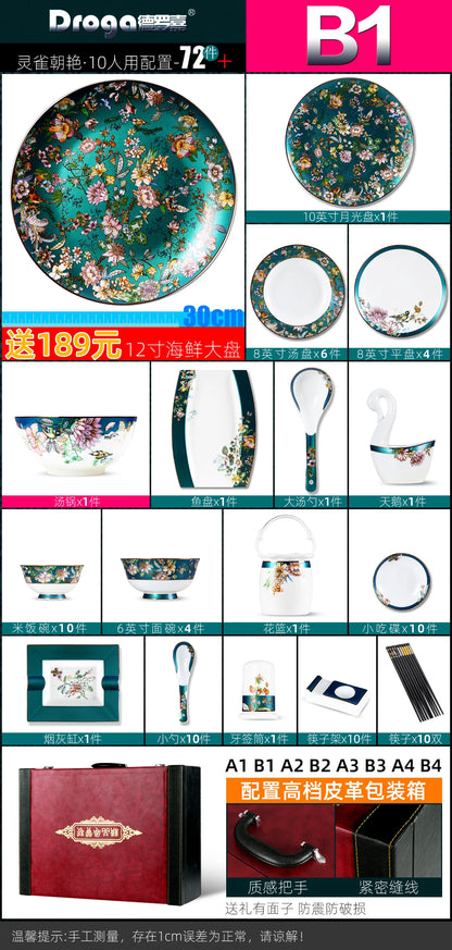 Fine China Home Dinnerware Sets Christmas Gift Women Luxury Kitchen Dinnerware Plates Guests Vajilla De Platos Dishes Set