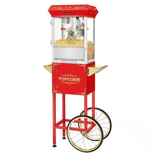 8 Oz. Movie Night Red Popcorn Machine with Cart