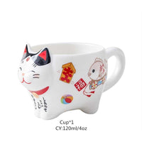 Color: Cat, Specifications: 1Cup - Japanese Lucky Cat Porcelain Tea Set Creative Fortune Cat
