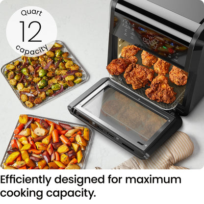 Chefman Exacttemp 12 Qt Air Fryer, Black - Automatic Shutoff, Digital Display