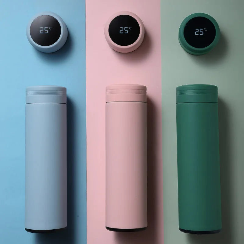500ml Stainless Steel Smart Water Bottle with Temperature Display - Leakproof Vacuum Flask for Beverages - Perfect Holiday Gift