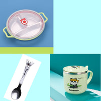 style: 21Style - Thicken And Deepen Grid Plate Kindergarten Tableware Chinese Style
