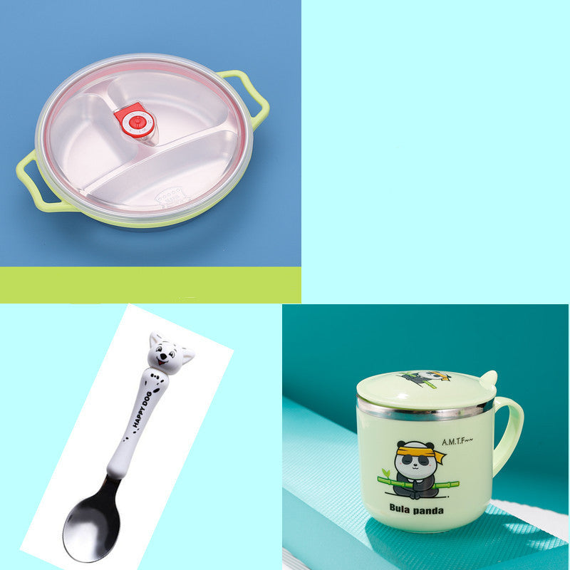 style: 21Style - Thicken And Deepen Grid Plate Kindergarten Tableware Chinese Style