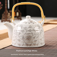 Style: Platinum Chrysanthemum Indicum, Specifications: 901mL - Traditional Teapot Ceramic PotLarge Capacity For Home Use