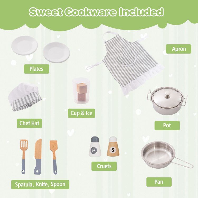Toddler Corner Play Kitchen with Range Hood Ice Maker