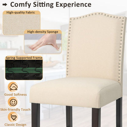 Elegant 25" Upholstered Counter Height Bar Stools - Comfort & Style with Rubber Wood Support (Set of 2)