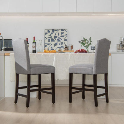 Elegant 25" Upholstered Counter Height Bar Stools - Comfort & Style with Rubber Wood Support (Set of 2)