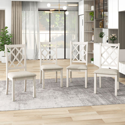 Elegant Walnut Round Dining Set for 4 - Mid-Century Modern with Upholstered Chairs
