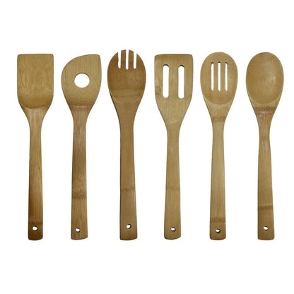 Eco-Friendly 7-Piece Bamboo Kitchen Utensil Set with Holder - Perfect for Cooking Enthusiasts!