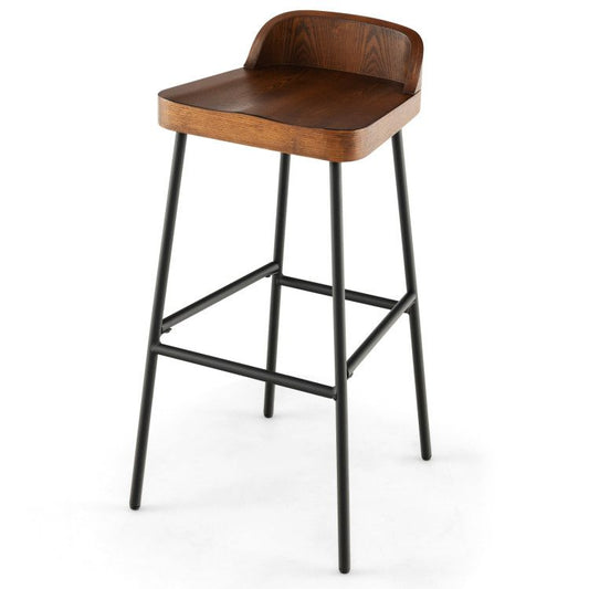 Elegant Industrial Low Back Bar Stools - Set of 2 with Footrests for Ultimate Comfort