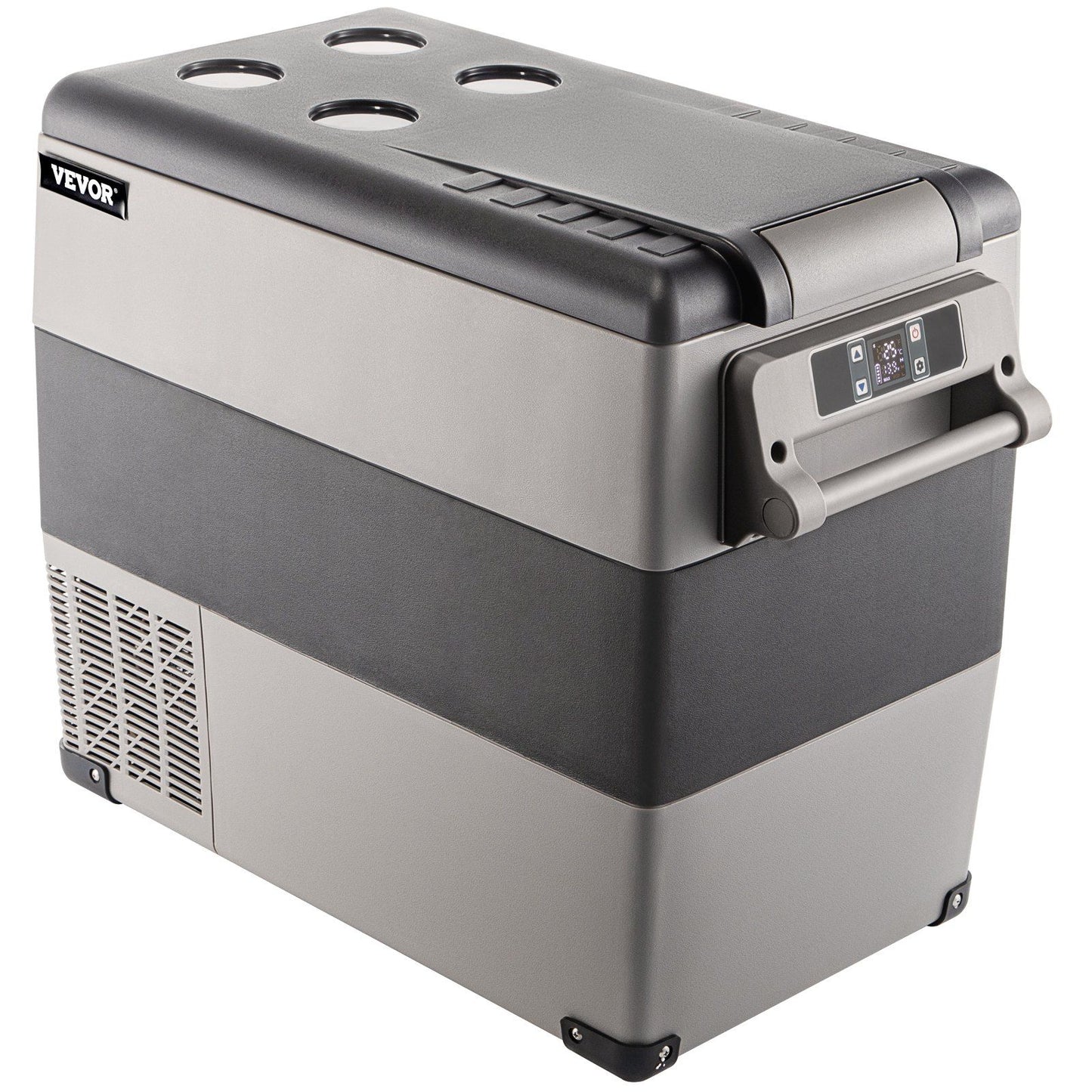 VEVOR 58 Quart Dual Zone Portable Car Refrigerator, 12V DC & 110-240V AC Freezer Cooler for RV, Camping, and Home Use