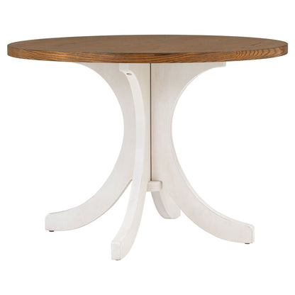 Elegant Walnut Round Dining Set for 4 - Mid-Century Modern with Upholstered Chairs