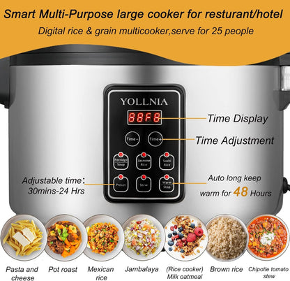 13.8QT/65 Cups Commercial Large Rice Cooker & food warmer LED Display Timer Setting 1350W Multi-function electric sushi rice cooker