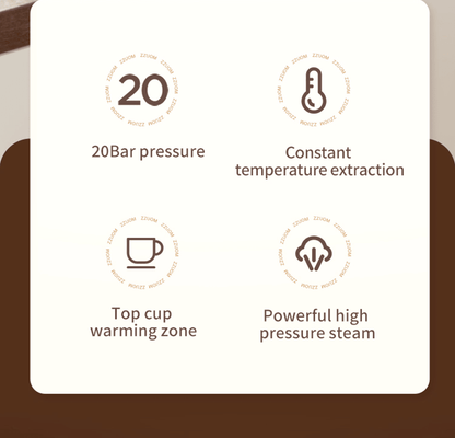 PSCM3030 Semi-automatic Espresso 1350W Espresso 19Bar (ULKA) Pressure Pump 51mm 1.8L tank Extract a 1 cup / 2 cup espresso machine