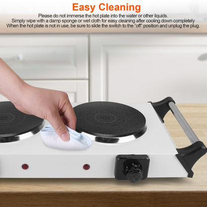 2000W Portable Dual Coil Hot Plate Stove with 5 Temp Settings - Perfect for RVs & Small Spaces