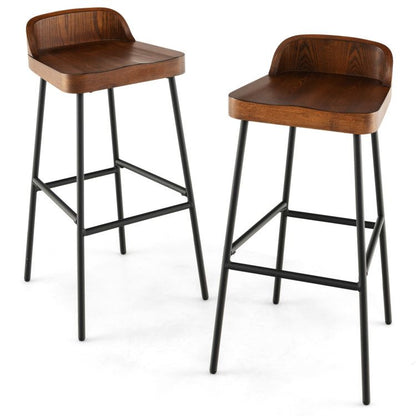 Elegant Industrial Low Back Bar Stools - Set of 2 with Footrests for Ultimate Comfort