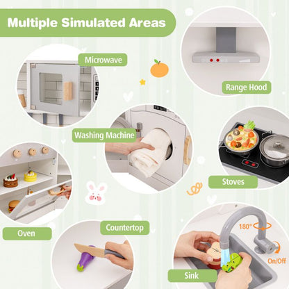 Toddler Corner Play Kitchen with Range Hood Ice Maker