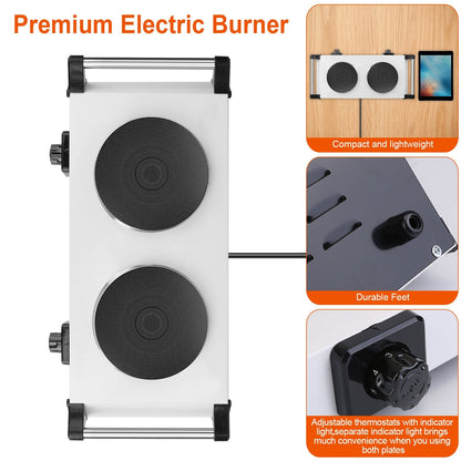 2000W Portable Dual Coil Hot Plate Stove with 5 Temp Settings - Perfect for RVs & Small Spaces