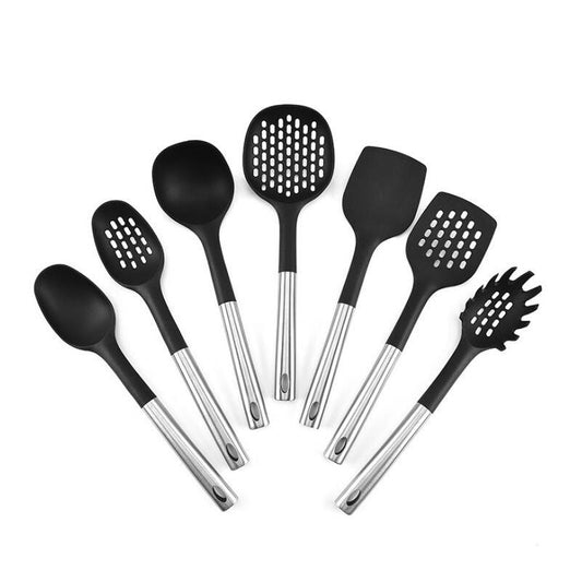 Premium 7-Piece Non-Stick Silicone Kitchen Utensil Set with Durable Stainless Steel Handles