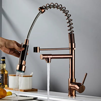 Pull Out Kitchen Faucet Rose Gold Kitchen Sink Mixer Tap Kitchen Faucet Vanity Water Tap Rotating Faucet Sink Faucet