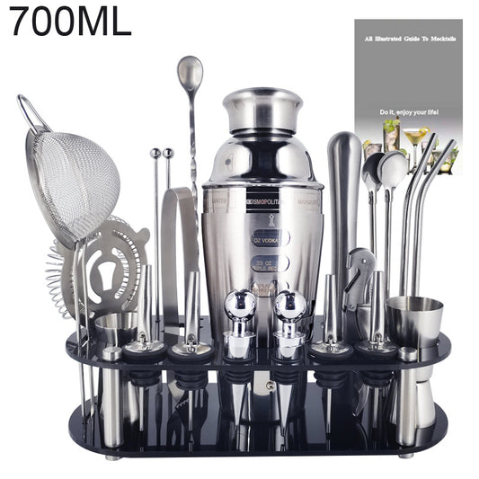 Stylish and Elegant 700ml Cocktail Shaker Bar Tools Set - Silver Color, Boston Rack Style