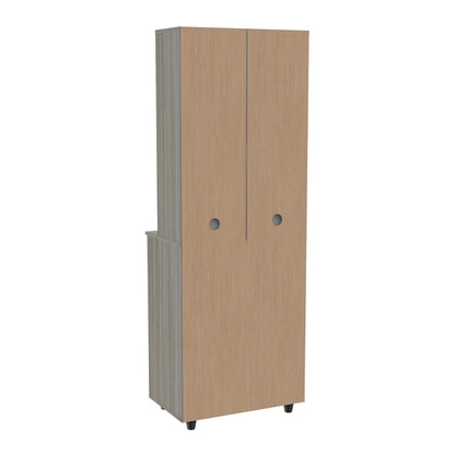 INVAL 3-Drawer 4-Shelf Kitchen/Microwave Storage Cabinet in Gray Smoke Oak