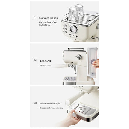 Houselin Professional Espresso Machine 20 Bar with Cappuccino and Steam Milk Frother