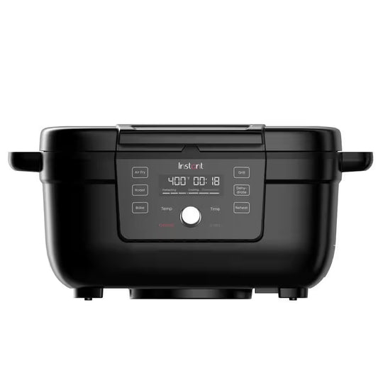 4 Qt. Indoor Grill and Air Fryer Black with Odorease and Clearcook Window