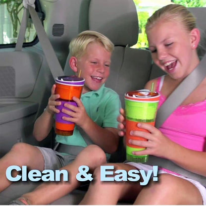 Blue Travel Snack and Drink Cup with Straw - 16 Oz Convenience for On-the-Go Enjoyment