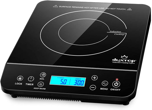 Duxtop 1800W Portable Induction Cooktop with LCD Touch Control - Elegant Black Countertop Burner Model 9610LS BT-200DZ