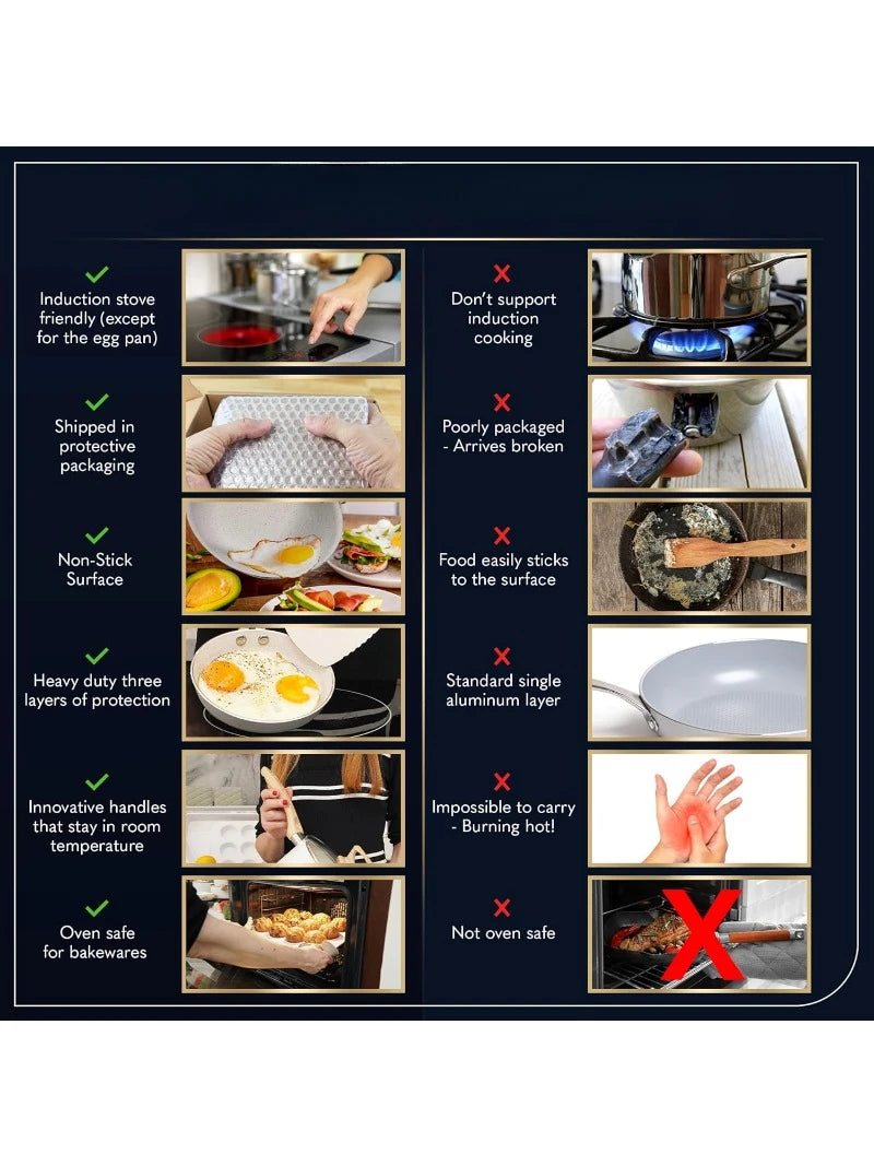 23 Pcs Pots and Pans Set Non Stick - Induction Compatible Kitchen Cookware Sets + Bakeware Sets - Non Stick, PFOA Free