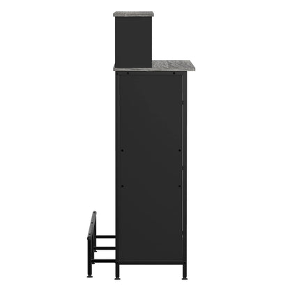 Stylish GDLF Mini Home Bar Cabinet with Storage & Footrest in Wood Gray