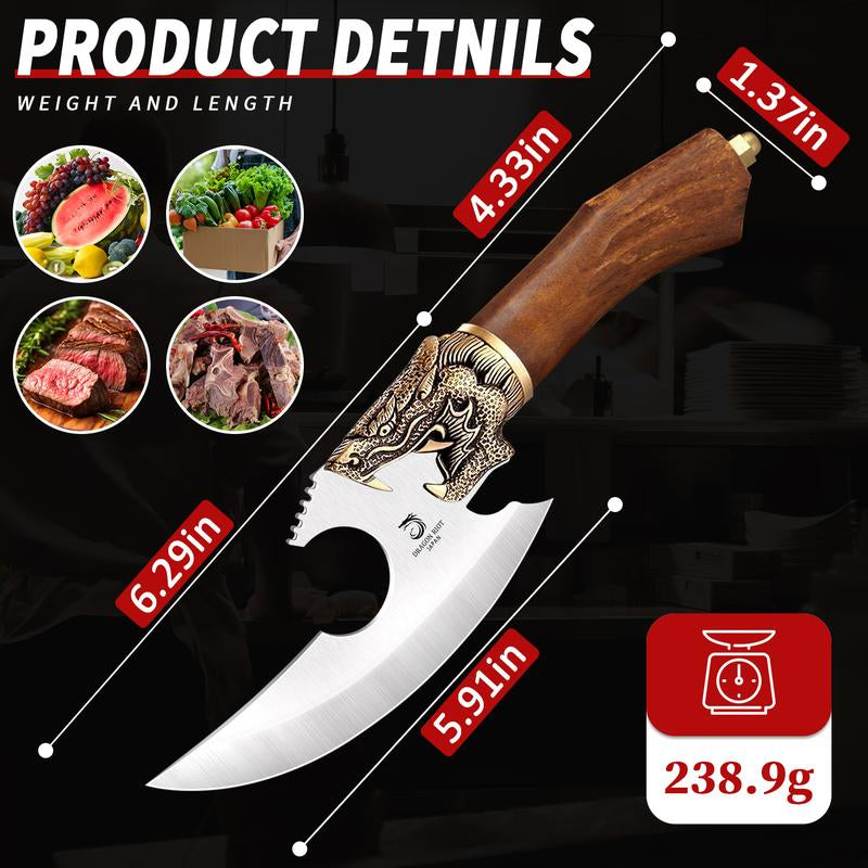 Black Friday DRAGON RIOT Viking Cleaver Knife Hand Forged Butcher Knife with Sheath – Perfect for Meat Cutting, BBQ, Camping, and Gifts for Men