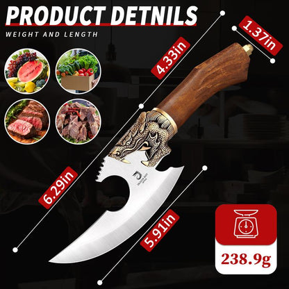 Black Friday DRAGON RIOT Viking Cleaver Knife Hand Forged Butcher Knife with Sheath – Perfect for Meat Cutting, BBQ, Camping, and Gifts for Men