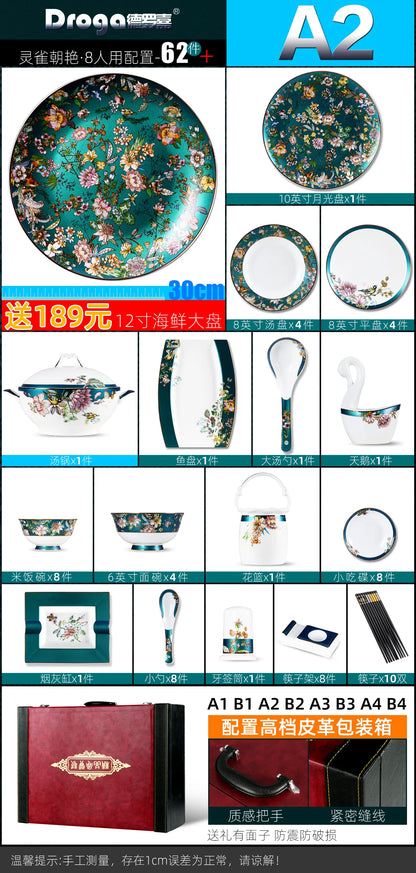 Fine China Home Dinnerware Sets Christmas Gift Women Luxury Kitchen Dinnerware Plates Guests Vajilla De Platos Dishes Set