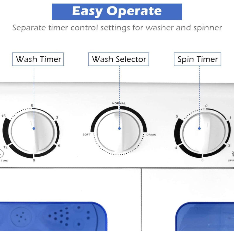 20 lbs Compact Twin Tub Washing Machine for Residential Use